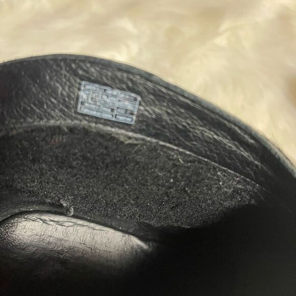 Ugg leather calf hair black reptile print ankle heels boots back zipper size 8.5 - Picture 11 of 12